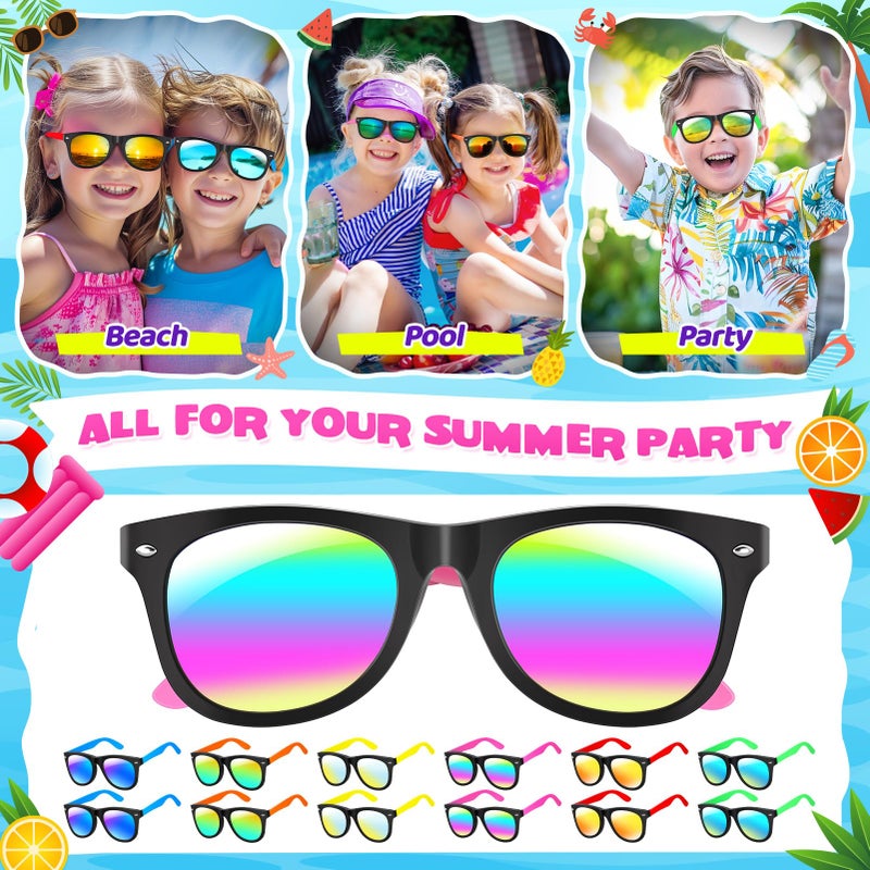 GINMIC Kids Sunglasses Bulk, Neon Sunglasses Party Favors with UV400 Protection, Boys and Girls, Party Favor For Kids, Birthday Graduation Party Supplies, Beach, Pool Party Favors - Image 4